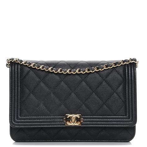 chanel boy wallet on chain black caviar|CHANEL Caviar Quilted Boy Wallet On Chain WOC Black.